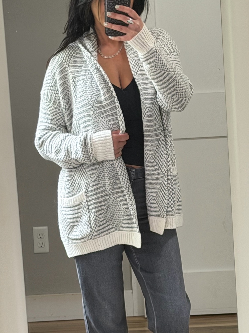 a new day Light Gray Textured Open-Front Cardigan